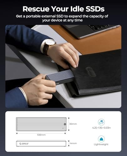 ORICO M.2 NVMe SSD Enclosure, USB 3.1 Gen 2 (10 Gbps) PCIe External Adapter NVMe Case for 2230/2242/2260/2280 M.2 SSD up to 8TB, UASP Supported - M2PV