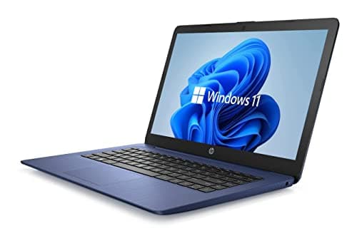 HP 14" HD Laptop, Windows 11, Intel Celeron Dual-Core Processor Up to 2.60GHz, 4GB RAM, 64GB SSD, Webcam, Dale Blue (Renewed)