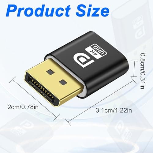 MEIRIYFA Display Port Headless Ghost Display Emulator, 4K Displayport Dummy Plug EDID Emulator Virtual Display Adapter for Crypto Mining, Remote Servers, Virtual Desktops (2Pcs)