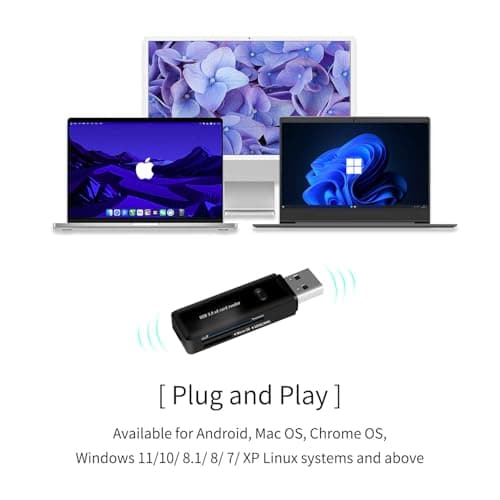 USB 3.0 SD Card Reader for PC, Laptop, Mac, Windows, Linux, Chrome, SDXC, SDHC, SD, MMC, RS-MMC, Micro SDXC Micro SD, Micro SDHC Card and UHS-I Cards - No SD Card Included. (USB 3.0 SD -Black2)