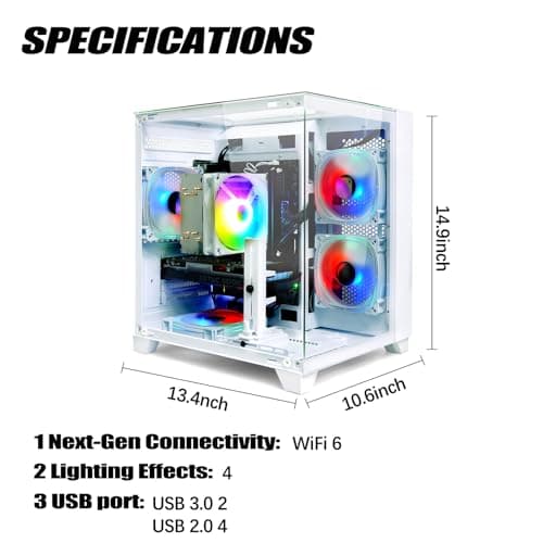 LXZ Gaming PC Desktop, I7-12700F, 2.1GHz, GeForce RTX 4060 8GB, 32GB DDR4 RAM, 1TB NVME SSD, for Advanced Gaming, Video Editing, and Work, White
