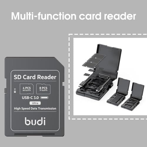 Multi-Function USB-C 3.0 SD/TF Card Reader with 65W Fast Charging – 12-Slot High-Speed 5Gbps Transfer for Photographers | 4 SD & 8 TF Slots | Compatible with Desktops, Tablets, and USB-C Smartphones