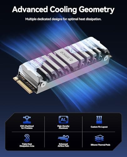 ORICO OS5 1TB M.2 SSD for PS5 Storage Expansion, M.2 PCIe 4.0 NVMe Gaming SSD with TLC NAND, 7450MB/s Read, Pre-Installed Heatsink Designed for PS5 Airflow, Ready for Direct Installation