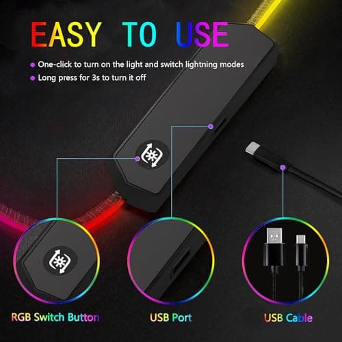 RGB Gaming Mouse Pad, Large Mousepad with Led Light, Gaming Accessories Keyboard Pad for Desk, Non-Slip Rubber Base Big Mouse Mat for Gamer, 31.5 X 11.8 Inch, Moon Starry Sky