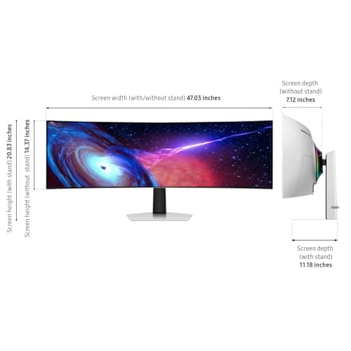 Samsung 49" Odyssey OLED (G93SC) Series Curved Gaming Monitor w QD-OLED, 240Hz, 0.03ms, DQHD, G-Sync Compatible, AMD FreeSync Premium Pro,Height Adjustable Stand,3 Yr Warranty,LS49CG932SNXZA
