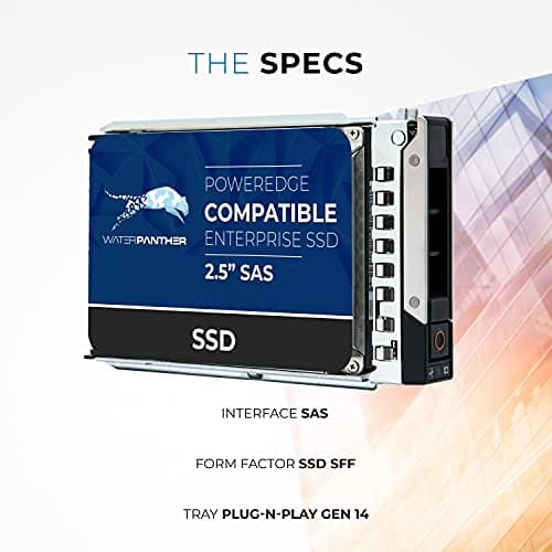 Water Panther 7.68TB SAS 12Gbps 2.5-inch x 15mm Enterprise SSD in 14G/15G/16G Tray Compatible with Dell PowerEdge Servers 0N85XX 0X8F87 R340 R640 R450 R650 C6600 NX440 T440 (Renewed)