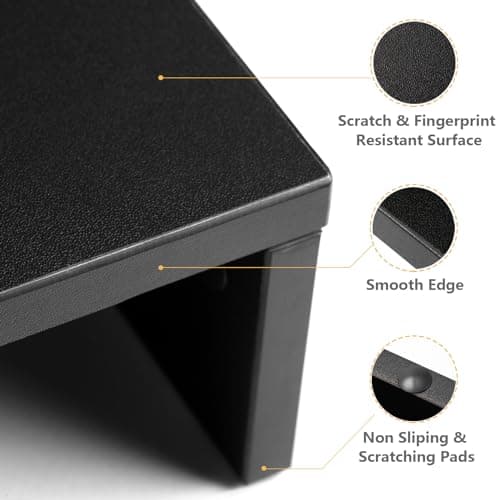 TAVR Dual Monitor Stand Riser Office Desktop Organizer Stand for 2 Monitors, Adjustable Length and Angle 3 Shelf, Extra Long Multifunctional Stand up to 43.3" fit Computer, Laptop, TV, Black