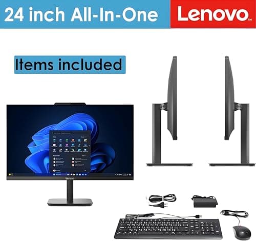 Lenovo 23.8" FHD All-in-One Desktop Computer for Home & Business, Intel N100 (up to 3.4 GHz), 32GB RAM, 1TB SSD, Intel UHD Graphics, RJ45, Bluetooth, HDMI, Wi-Fi, Keyboard & Mouse, Windows 11 Pro
