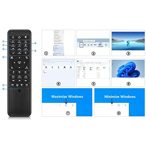 Pepper Jobs W10 GYRO Air TV Remote, QWERTY Keyboard Fly Mouse for Win 11/10, LED Backlit Keyboard Mini PC Controller, 6-Axis Gyro w/Learning Remote Control Function