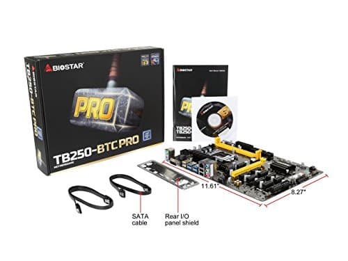 Biostar Motherboard TB250-BTC PRO Core i7/i5/i3 LGA1151 Intel B250 DDR4 Supports 6 AMD and 6 NVIDIA Graphics Cards