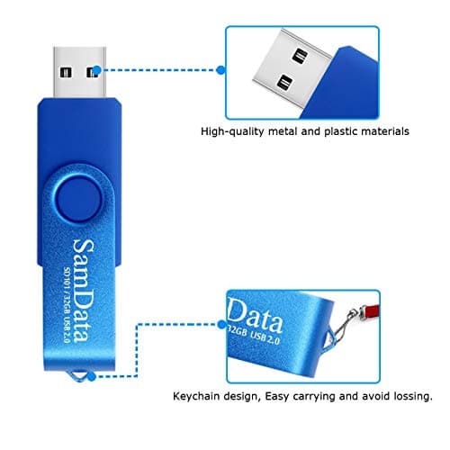 32GB USB Flash Drives 2 Pack 32GB Thumb Drives Memory Stick Jump Drive with LED Light for Storage and Backup (2 Colors: Black Blue)