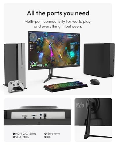 Pixio PX246 Wave 24 inch 120Hz Refresh Rate FHD 1080p Resolution IPS Panel 4ms GTG Response Time Gaming Monitor with Adaptive Sync