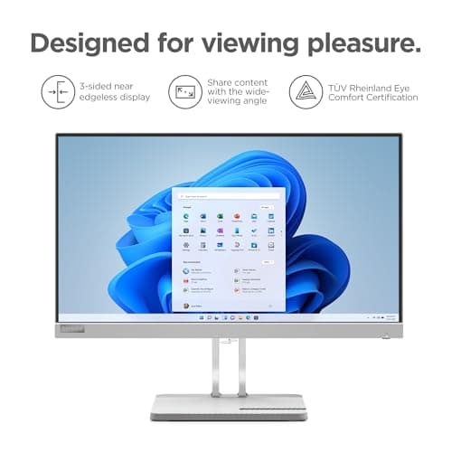 Lenovo L22e-40 Monitor, 21.45” FullHD Resolution, 250 nits Brightness, 75Hz Refresh Rate, AMD FreeSync, HDMI and VGA Ports, Tilt-Adjustable Stand, Natural Low Blue Light, Cloud Grey