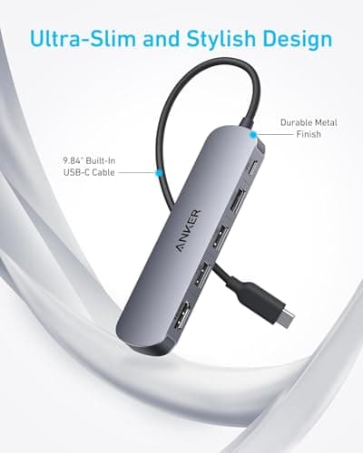 Anker USB C Hub (5-in-1), 4K@30Hz HDMI USB Hub with 90W Max Power Delivery, USBC & USBA Data Ports, Compact and Stylish for MacBook, Dell XPS, and More (Charger Not Included)