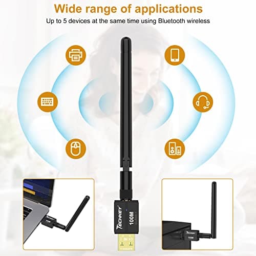 Long Range USB Bluetooth 5.3 Adapter for Desktop PC - 328FT Wireless Transfer for Mouse, Keyboard, Headphones - Win11/10/8.1 Support