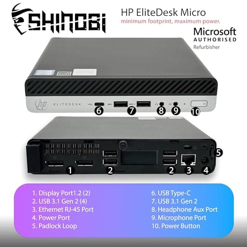 HP EliteDesk 800 G4 Mini PC | Intel Core i5-8500T | 16GB RAM | 512GB NVME | Windows 11 Pro | Wi-Fi | New 24in Monitor | Mini Desktop Computer (Renewed) (PC Plus Monitor)