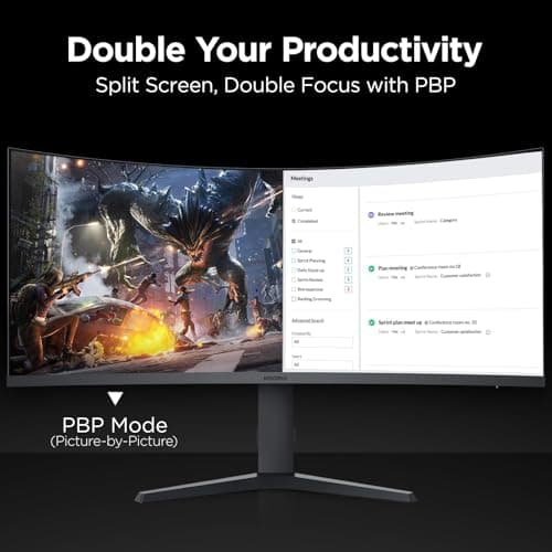 KOORUI 34-inch Curved Ultrawide WQHD 3440×1440 Gaming Monitor, 165Hz 1000R- PIP/PBP, 1ms(MPRT), HDR400, DCI-P3 95%, FreeSync Premium, 1 x DP 1.4 & 2 x HDMI 2.0, Tilt Height Swivel Adjustment, 34E6UC