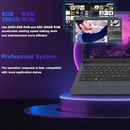 14.1" Laptop, Laptop Computer Core i7 Processor(Up to 2.7GHz), Student Laptop 8GB DDR3 256GB SSD, FHD IPS Laptop PC Wifi5 BT4.2 USB3.0 * 3 Ethernet Port*1 HDMI*1 SD Slot*1 Audio Jack*1