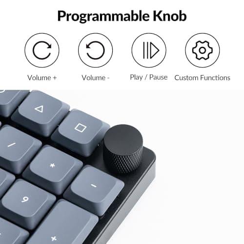 Keychron K17 Pro Low-Profile QMK/VIA Custom Wireless Mechanical Keyboard with Numpad Programmable Knob Bluetooth/Wired RGB Backlight Compatible with Mac Windows Linux
