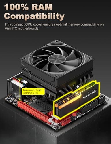upHere Low Profile CPU Cooler Φ6mm*6 Low Profile Cooler 120mm Fan Low Profile CPU Cooler AM4 Compatible with AM5/Intel LGA 2011/2066(X79/X99)/1851/1700/1200/1150/1121/1155/1156/1366/1356/AM3/AM2/AM3+