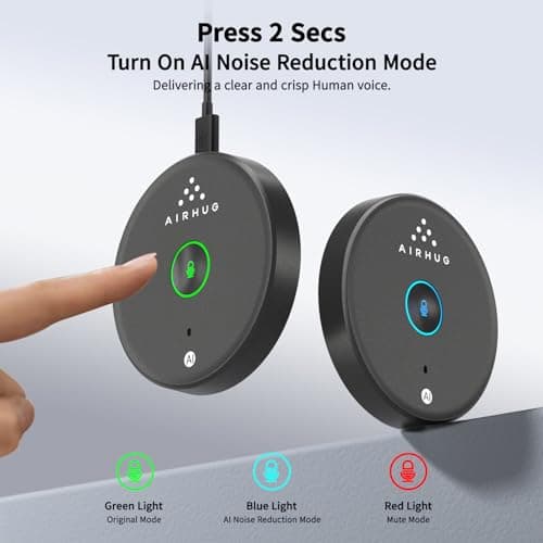AIRHUG USB Microphone No Speaker,Desktop Computer Mic, Mute Button with LED Indicator,AI Noise Reduction,Plug & Play Omnidirectional Condenser PC Laptop Mics,for Online Calls/Class/Recording Video