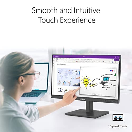 ASUS 24" 1080P Multi-Touch Monitor (BE24ECSBT) - Full HD, IPS, 10-Point Touch, IPS, Eye Care, USB-C with Power Delivery, HDMI, DisplayPort Daisy Chain, Height Adjustable, VESA Wall Mountable, Black