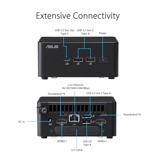 ASUS NUC 14 Pro Tall Full System Mini PC with Intel 14th Gen Core Ultra 7 155H, 32GB DDR5 RAM, 1TB PCIe G4x4 NVMe SSD, Thunderbolt 4,Win 11 Pro, Toolless Chassis Access, VESA Mount Included