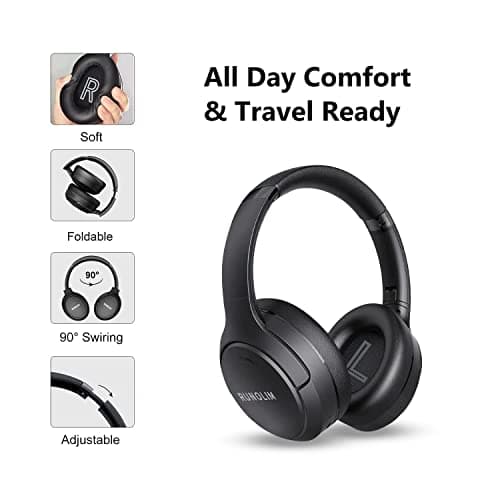 RUNOLIM Hybrid Active Noise Cancelling Headphones, Wireless Over Ear Bluetooth Headphones with Microphone, 70H Playtime, Foldable Headphone with HiFi Audio, Deep Bass for Home Travel Office
