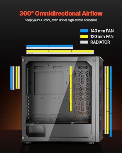 VEVOR PC Gaming Case, Full-Tower, Computer Case with High-Airflow Panel, Magnetic Dust Filter, 3 x 140mm PWM Fans, Cable Management, for GPU up to 410mm in Length, Compatible with E-ATX/ATX/ITX