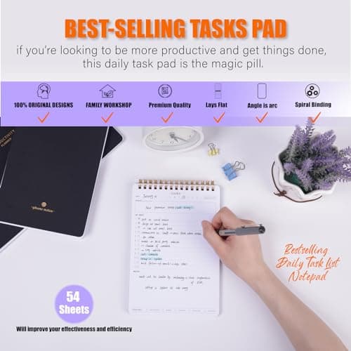 Focused To Do List Notebook For Work With 54 Sheets-A5 Daily Task Notepad is Perfect Desk Productivity Tool For Busy Lives With Big Lists-Task Checklist Organizer Agenda Pad-Goal Setting Journal