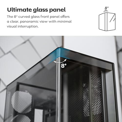 MONTECH HS02 PRO, ATX Mid-Tower PC Case, Gaming PC, High-Airflow, Reversible Layout, Sturdy Curved Tempered Glass Front Panel, 5x ARGB PWM Fan Pre-Installed, Sink-in Design, Toolless Panels, Black, US