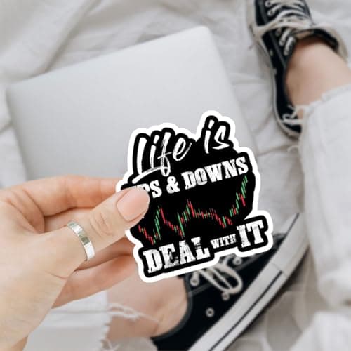 3 Pcs Life is Ups and Downs Day Trader Stock & Forex Trading Sticker Day Trader Forex Trading Chart Stock Trading Accessories Stickers Gift Laptop Bottle Phone Car Helmet Hard Hat Funny Gifts 3"x3"