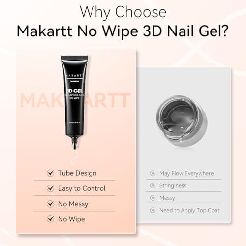Makartt 3D Nail Art Gel 2 Pcs 15g DIY No Wipe 3D Molding Gel for Nails Decoration, Manicure Sculpture Nails