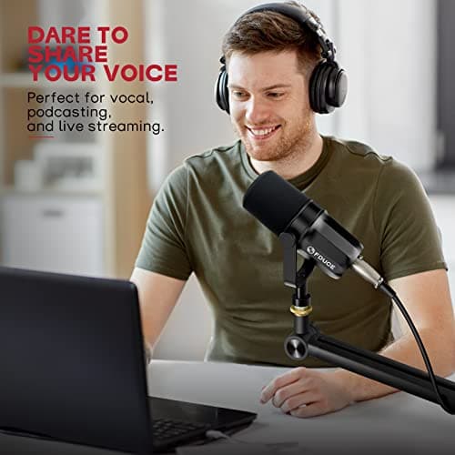 FDUCE XLR Dynamic Microphone for Vocal Recording, Podcasting, Gaming, Live Streaming&Broadcasting, All Metal Cardioid Mic, Voice-Isolating Technology SL40X