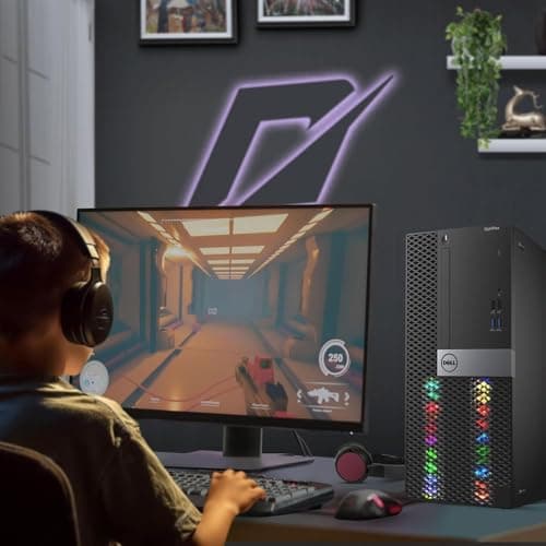 Dell RGB Gaming Tower Computer - Intel Core i7 6th Gen, NVIDIA GTX 1050 Ti 4GB GDDR5, 16GB Ram, 512GB SSD, Prebuilt Gaming Desktop PC with Built-in WiFi & RGB Set, Windows 10 Pro (Renewed)