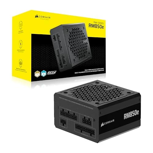 CORSAIR RM850e (2025) Fully Modular Low-Noise ATX Power Supply with 12V-2x6 Cable – ATX 3.1 & PCIe 5.1 Compliant, Cybenetics Gold Efficiency, 105°C-Rated Capacitors, Modern Standby Mode – Black