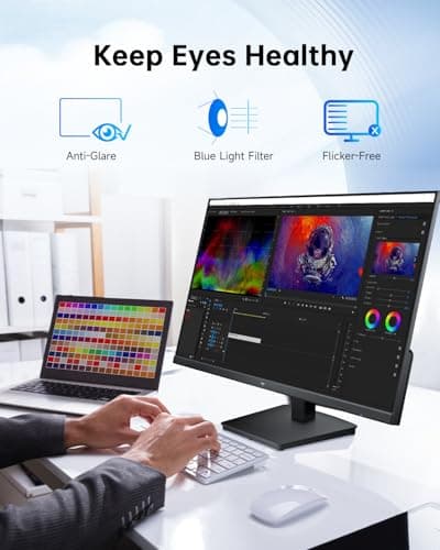 27 Inch Computer Monitor - QHD (2560 x 1440) Display, Up to 120Hz Monitor, IPS Panel, 123% sRGB, HDMI 2.0 x 2 & DP 1.4 x1, Freesync & G-sync, Eye-Friendly Screen PC Monitors for Work Gaming