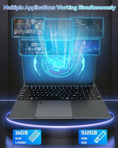 15.6" Laptop PC- Quad-Core N95 Processor (Up to 3.4GHz) Laptop Computer 16GB DDR4 512GB SSD, Students Business Laptop Support Touch ID,WiFi, BT4.2, HDMI, USB 3.0