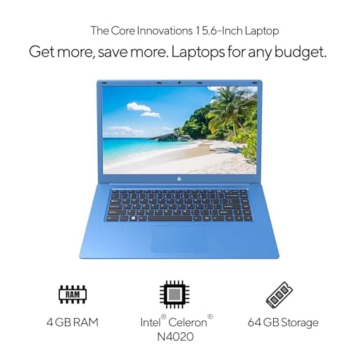 Core Innovations 15.6" Full HD Intel 4GB RAM 64GB SSD Laptop with Windows 11 - Blue