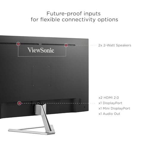 ViewSonic VX3276-4K-MHD 32 Inch 4K UHD Monitor with Ultra-Thin Bezels, HDR10 HDMI and DisplayPort for Home and Office