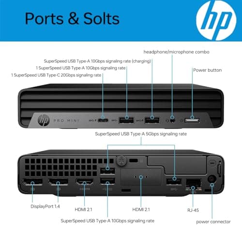 HP Pro 400 G9 Mini PC Desktop Computer, Intel CPU, 16GB DDR5 RAM, 256GB PCIe SSD, Triple 4K Display Support, USB-C, Ultra-Quiet Design, Bluetooth 5.2, WiFi 6, Keyboard and Mouse, Windows 11 Pro