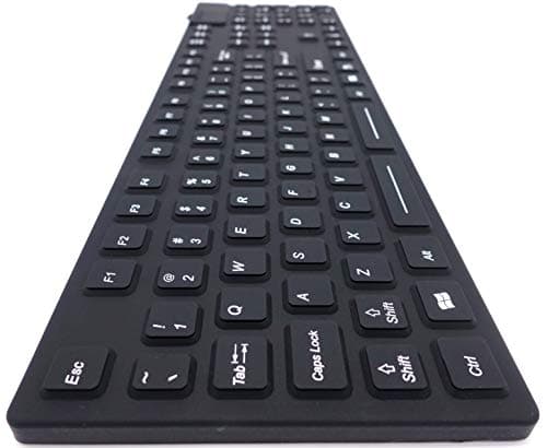 DSI Keyboard with Number Pad IP68 Waterproof Industrial Rugged Silicone IKB105, Black