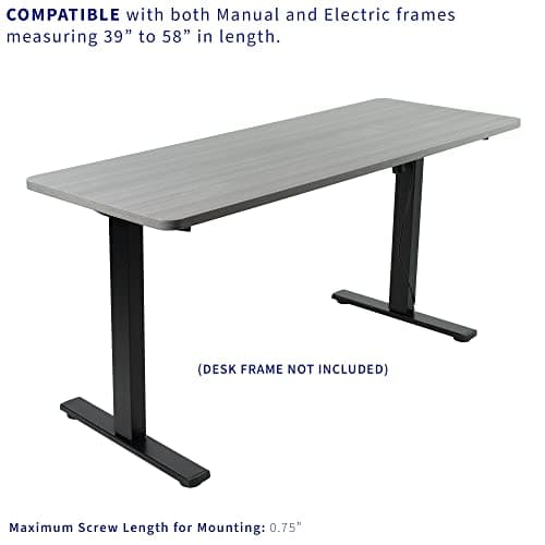 VIVO Dark Gray 60 x 24 inch Universal Solid One-Piece Table Top for Standard and Sit to Stand Height Adjustable Home and Office Desk Frames, DESK-TOP60G
