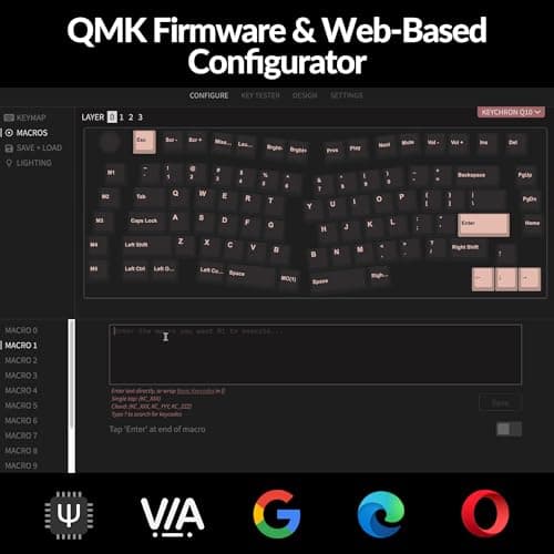 Keychron Q10 Wired Custom Mechanical Keyboard Knob Version, 75% Alice Layout QMK/VIA Programmable Macro with Hot-swappable Gateron G Pro Blue Switch Compatible with Mac Windows Linux (Grey)