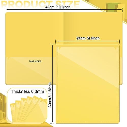 Henoyso 48 Pcs Folders Take Home Heavy Duty 2 Pocket Homework Folder for Students Parent Teacher Communication,11.8 x 9.45 Inch(Yellow)