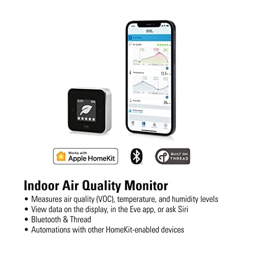 Eve Room - Indoor air Quality Sensor to Monitor air Quality (VOC), Temperature & Humidity, Apple HomeKit Technology, Bluetooth and Thread