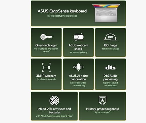 ASUS Vivobook 14" FHD Slim Laptop, Latest 10Cores i5-1334U, Intel UHD Graphics, USB C, Webcam, 2025 Model, Win11 (R7 7730U)
