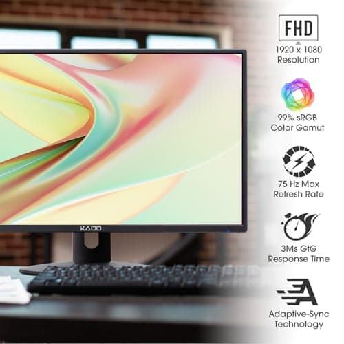 Kado Dual Monitor Setup - 2-Pack 22" 1920x1080 Computer Monitor 75Hz VESA Mount HDMI Office Gaming Hybrid Built-in Speakers (E22 Dual Series)
