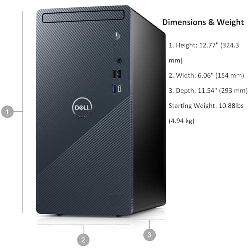 Dell Inspiron 3910 Tower Business Desktop Computer, 12th Gen Intel Hexa-Core i5-12400 (Beat i7-11700), 32GB DDR4 RAM, 1TB PCIe SSD, WiFi 6, Bluetooth, RJ45, Type-C, HDMI, DisplayPort, Windows 11 Pro