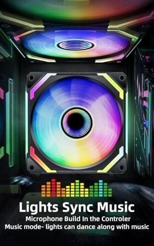 AsiaHorse COSMIQ 120mm PC RGB Fans Computer Case Fans, 5V 3-PIN Connector Daisy Chain PWM Cooling with Controller for Cases CPU Liquid Coolers (Black COSMIQ Forward, Black-3)